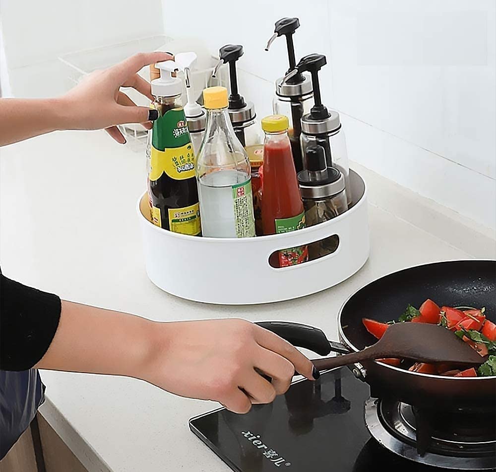 Clazkit Multi-Purpose Kitchen Storage Revolving Tray Cosmetic Organizer Rotating Tray Lazy Susan for Kitchen Cabinet Spice Rack